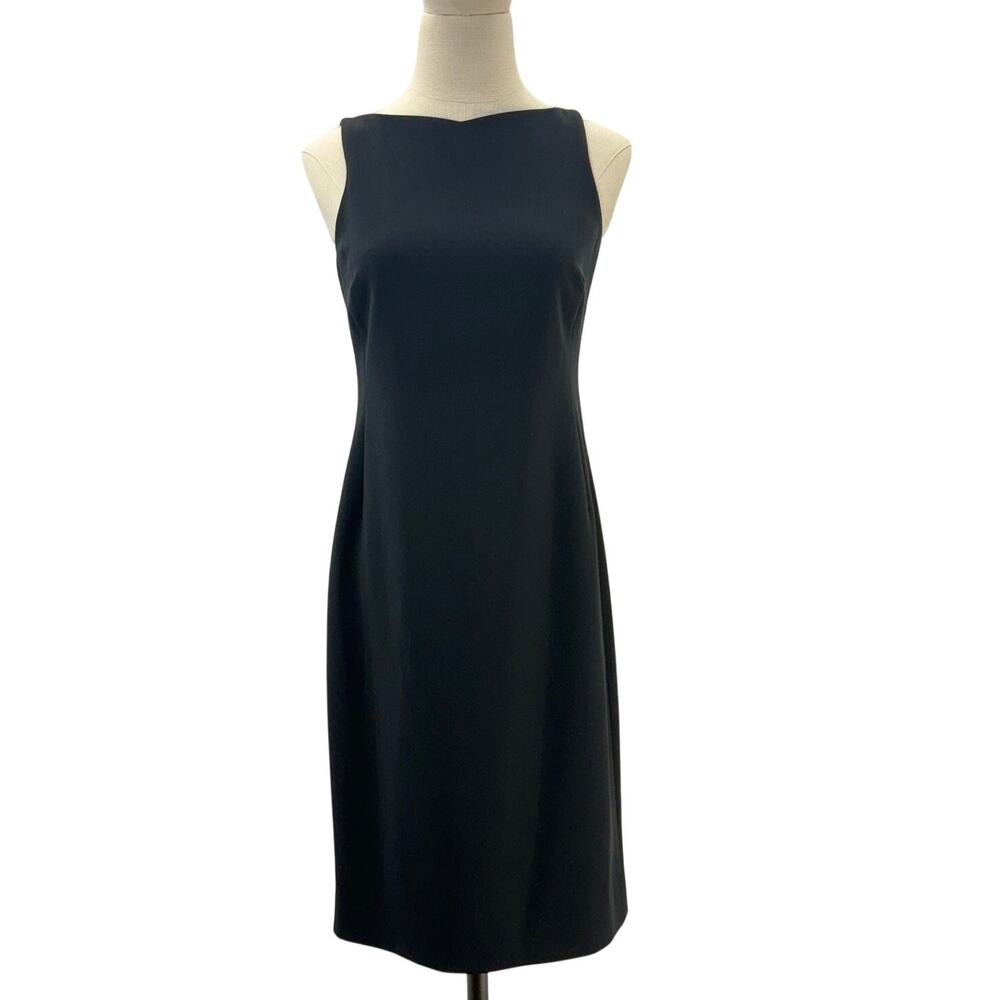 Vintage 90s Ann Taylor Petites 2P Black Sheath Dress Sleeveless Career Cocktail